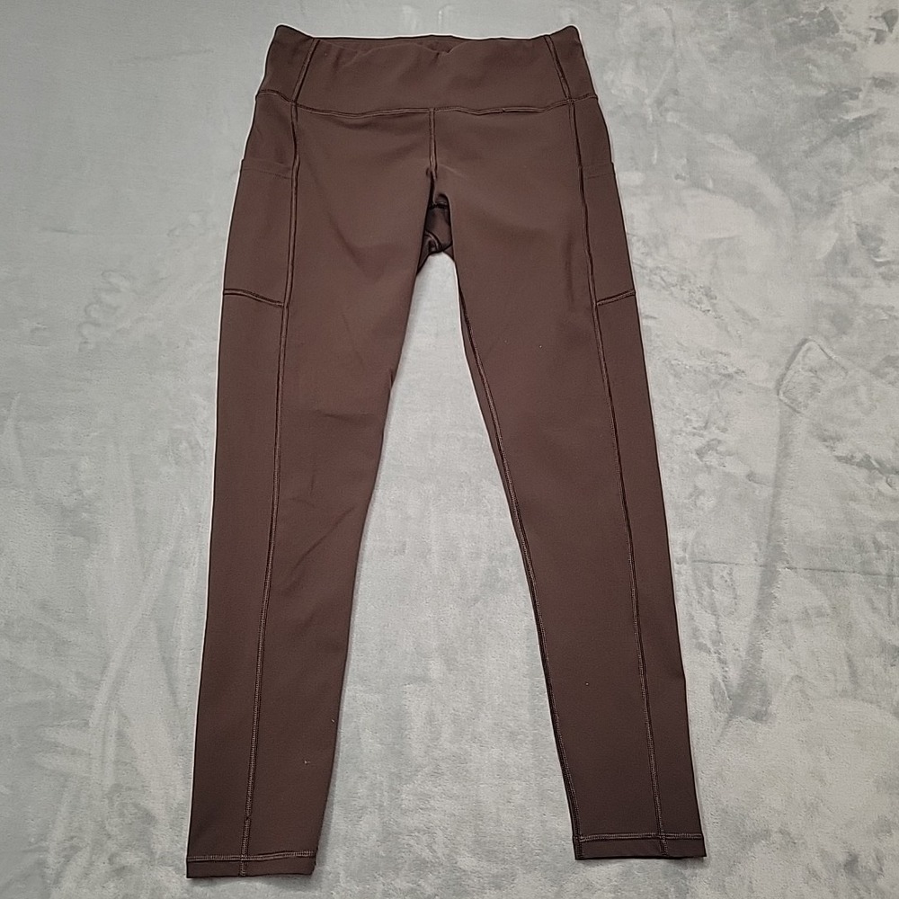 Ewedoos Leggings Womens XL Brown High Waist Pockets Yoga Pants Athletic Gym